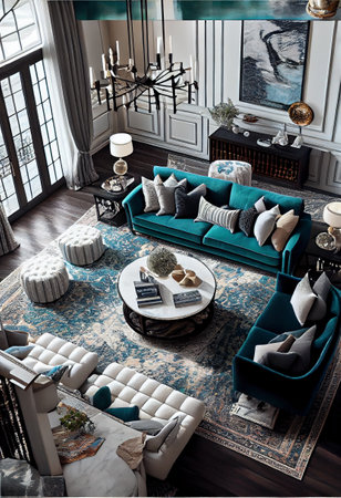Luxury living room with sofa, armchair and coffee tableの素材