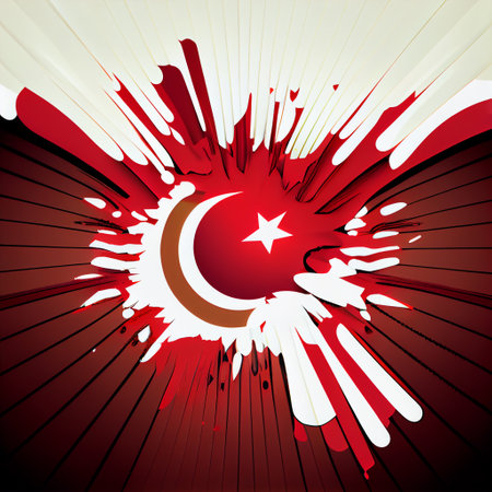 Flag of Turkey on a grunge background. Vector Illustration.の素材