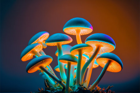 Mushrooms on a dark background. Psychedelic mushrooms.の素材