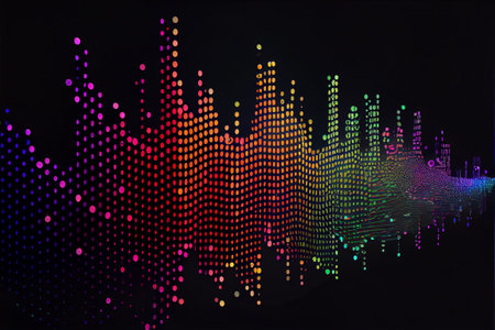 abstract colorful sound wave on black background, music equalizer conceptの素材