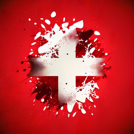 Switzerland flag with splashes and blots. Vector illustration.の素材