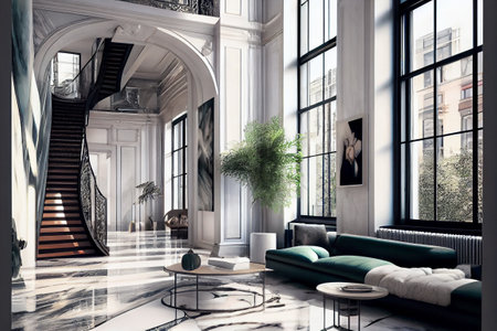 Luxury living room interior design. 3D Rendering.の素材