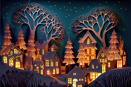 Halloween holiday background with haunted houses and trees. Vector illustration.の素材