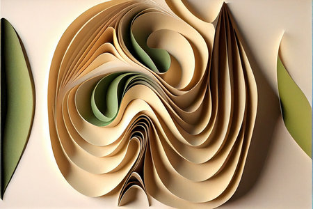 Abstract paper background with curved lines in brown and beige colors.の素材