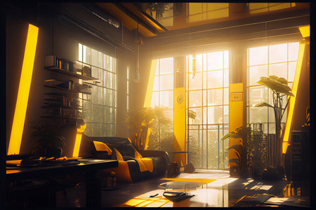 interior of a modern office. 3d rendering toned imageの素材
