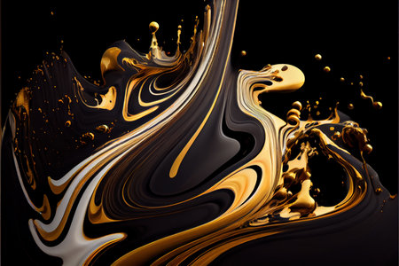 Abstract black and golden background with liquid splashes. Vector illustration.の素材