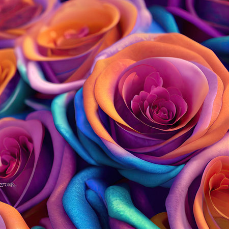 Beautiful multicolored roses close-up. Floral backgroundの素材