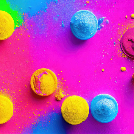 abstract background made of colorful holi powder in the form of circlesの素材