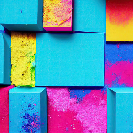 abstract background of colored wooden cubes in the form of a squareの素材