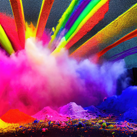 Colorful explosion of powder. Colorful background. 3D renderingの素材