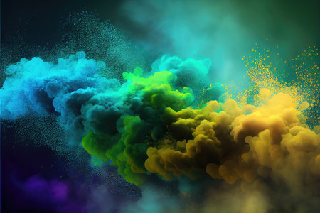 Colorful smoke explosion on a dark background. 3D illustration.の素材