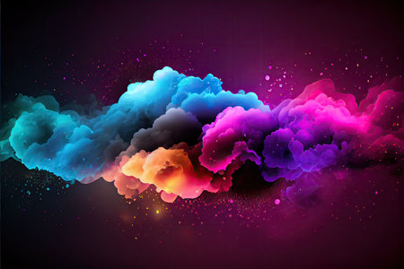 Abstract colorful smoke on a dark background. Vector illustration for your designの素材