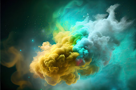 Colorful smoke in the space. Abstract background. 3d renderingの素材