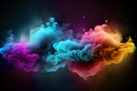 Colorful smoke on black background. Vector illustration. Eps 10.の素材