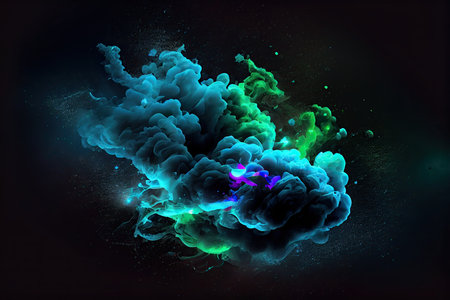 abstract colorful smoke isolated on black background, 3d render illustrationの素材