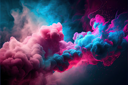 Colorful cloud of smoke on a dark background. Vector illustration.の素材