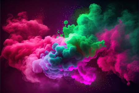 Abstract colorful smoke on dark background. Vector illustration for your design.の素材