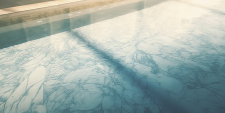Swimming pool with blue water and sunlight reflection. Abstract background.の素材