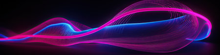Abstract wave of glowing particles. 3d rendering 3d illustration.の素材