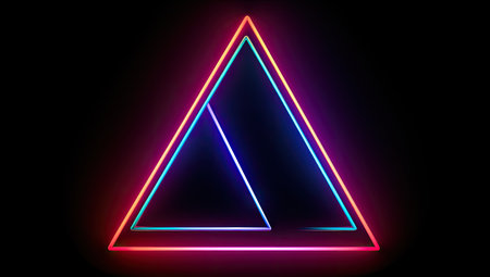 Neon triangle on black background. Vector illustration. Eps 10.の素材