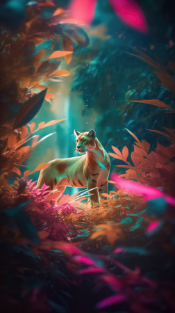 Sphynx cat in the jungle. 3d rendering.の素材