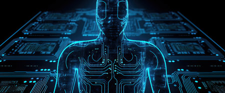 Artificial intelligence (AI) and machine learning concept. 3D renderingの素材