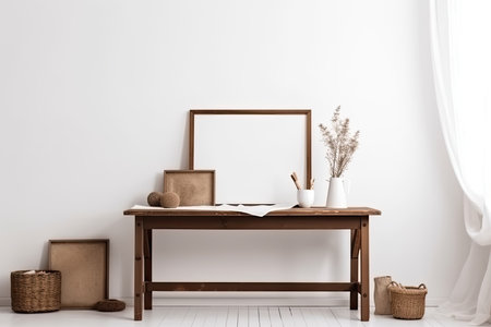 Mockup poster frame in interior background, Scandinavian style, 3D renderの素材