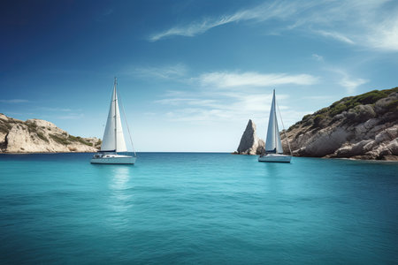 Sailboats in the sea. Luxury yachts.の素材