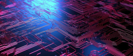 Circuit board futuristic technology background, 3d rendering. Computer digital drawing.の素材