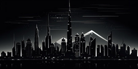 abstract future city on a dark background, vector illustration, eps10の素材