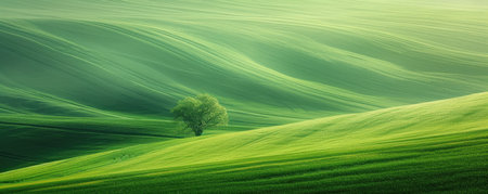 Lonely tree in a field of green grass. Spring landscape.の素材