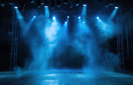 Stage Spotlight with smoke and spotlights. Stage Spotlight with smoke and spotlightsの素材