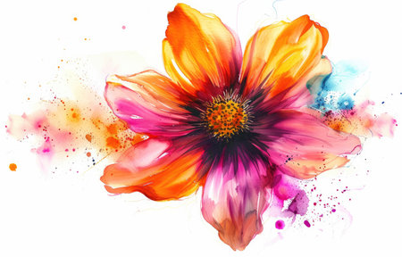 Colorful watercolor floral background with petals of a flower.の素材