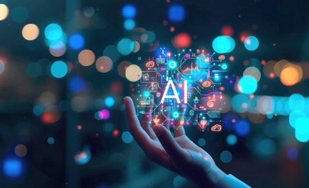 AI Artificial intelligence (AI) and machine learning concept on virtual screen.の素材