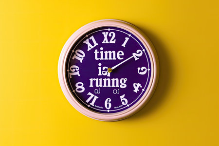 Time is money - clock on yellow background. Time is money conceptの素材