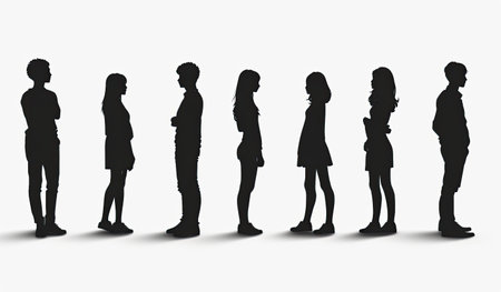 Set of silhouettes of people on a white background. Vector illustration.の素材