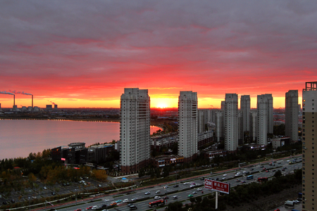 Daqing sunset scenery のeditorial素材