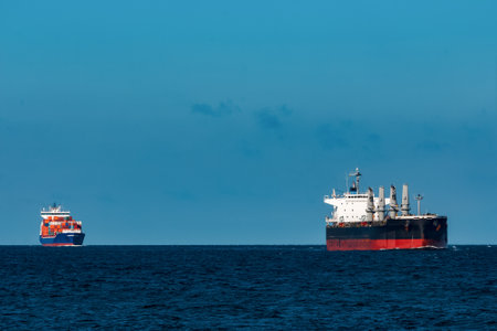 Black bulker ship. Logistics and merchandise transportationsの写真素材