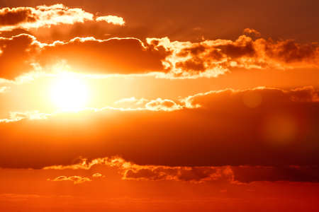 Hot and romantic sunset over the Baltic sea. Calm landscapeの写真素材