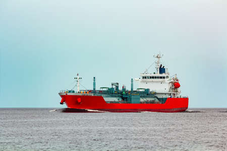 Red tanker. Toxic substances and petroleum products transferの写真素材
