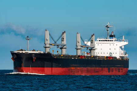Black bulker ship. Logistics and merchandise transportationsの写真素材