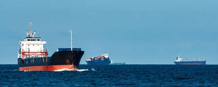 Black bulker ship. Logistics and merchandise transportationsの写真素材