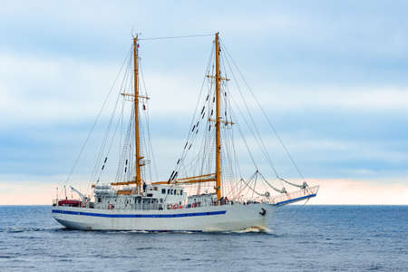 White sailing ship coming from Baltic sea, Europe