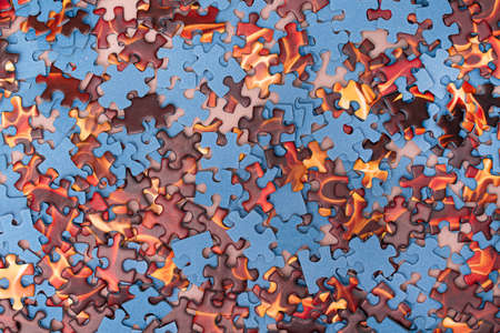 Top View of Mixed Peaces of a Jigsaw Puzzle - Texture Backgroundの写真素材