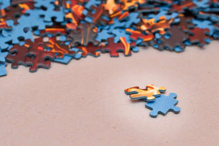 Mixed Peaces of a Colorful Jigsaw Puzzle - Strategy and Solving Problem Conceptの写真素材