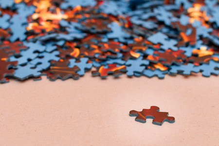 Mixed Peaces of a Colorful Jigsaw Puzzle - Strategy and Solving Problem Conceptの写真素材