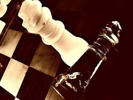 Chess pieces in check mateの写真素材