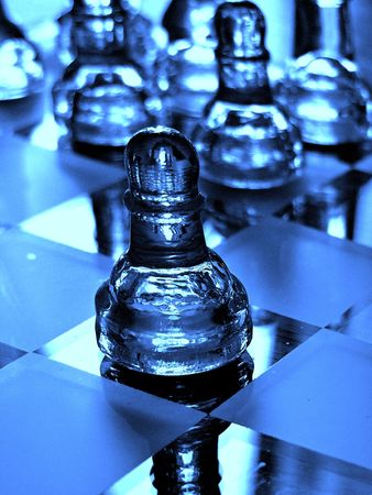 Chess set tinted blueの写真素材