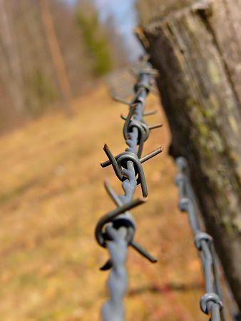 Barbed wire in a country settingの写真素材