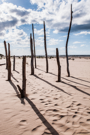 Storm and cloudy sky and wavy on the Sea Baltic, Latviaの写真素材